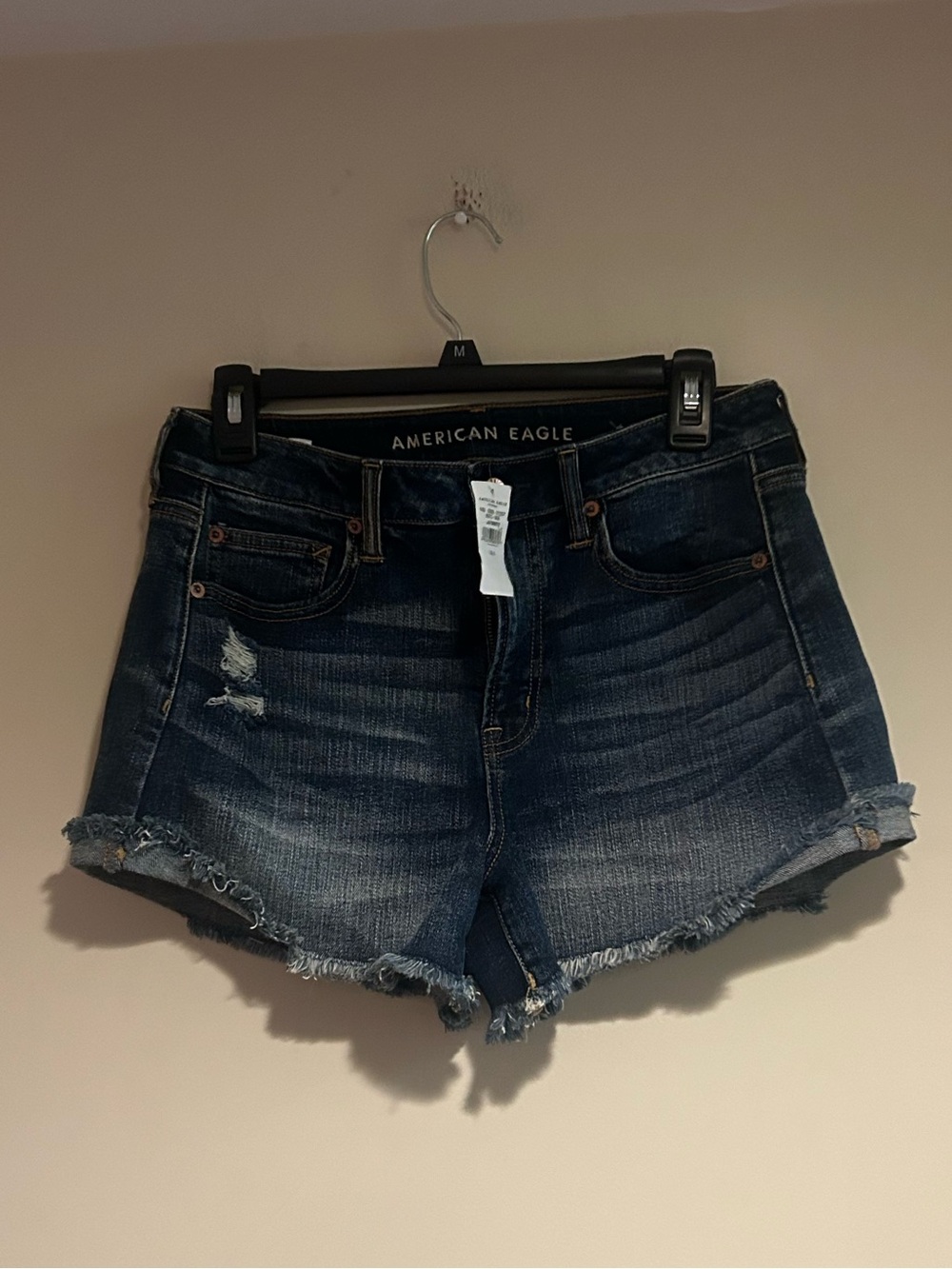 NWT American Eagle Dark Wash Hi-Rise Festival Midi Shorts Sz 8